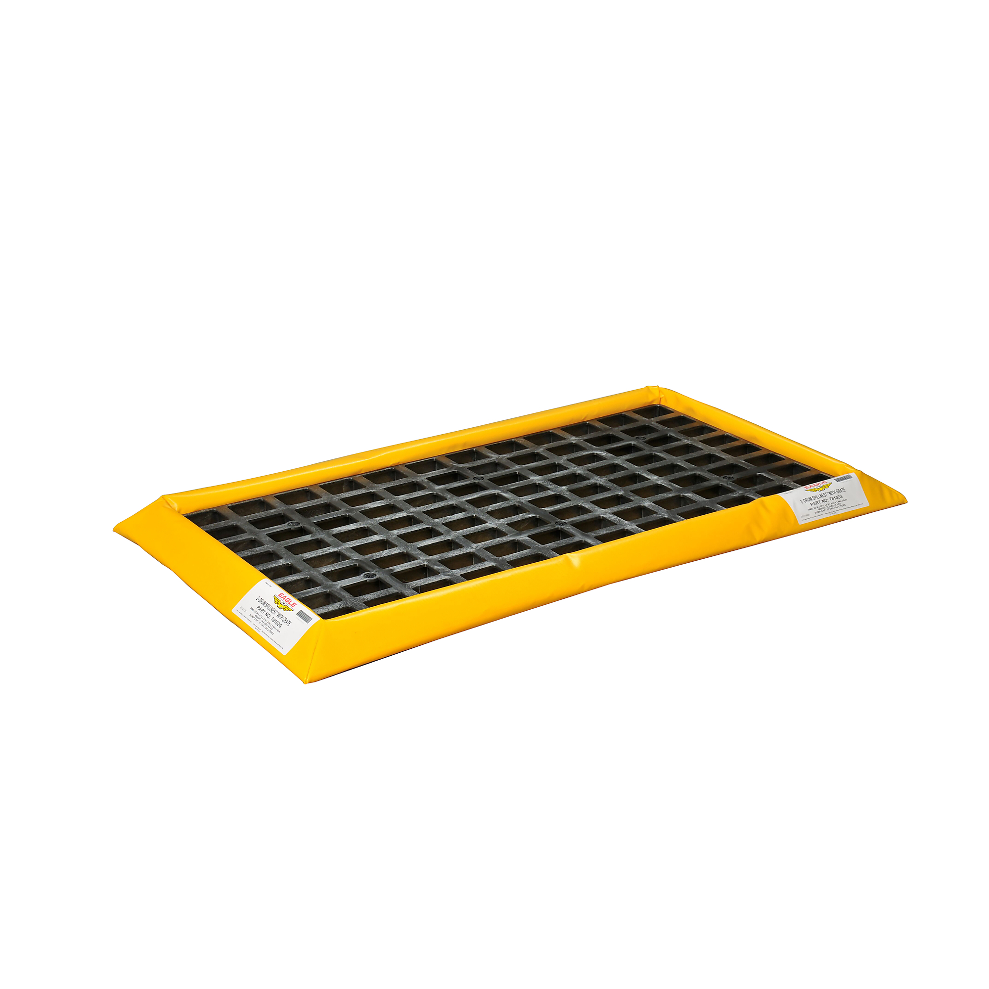 Eagle SpillNEST Spill Containment Berm — 2-Drum, 15 Gallon Capacity, With Grate, PVC, Yellow, Model# T8102G